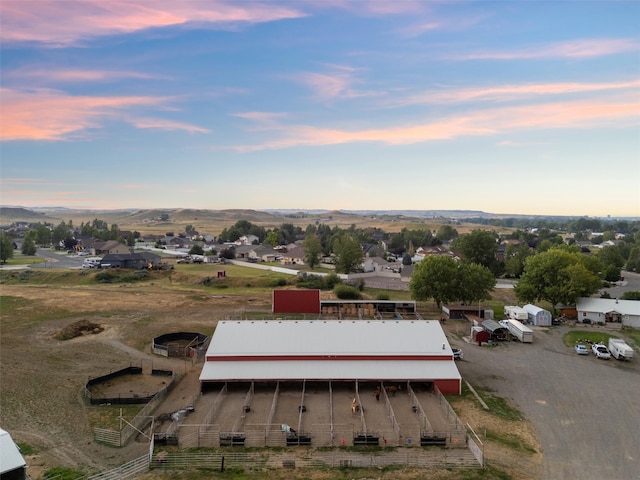 view of aerial view at dusk