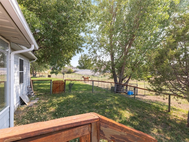 view of yard with a rural view