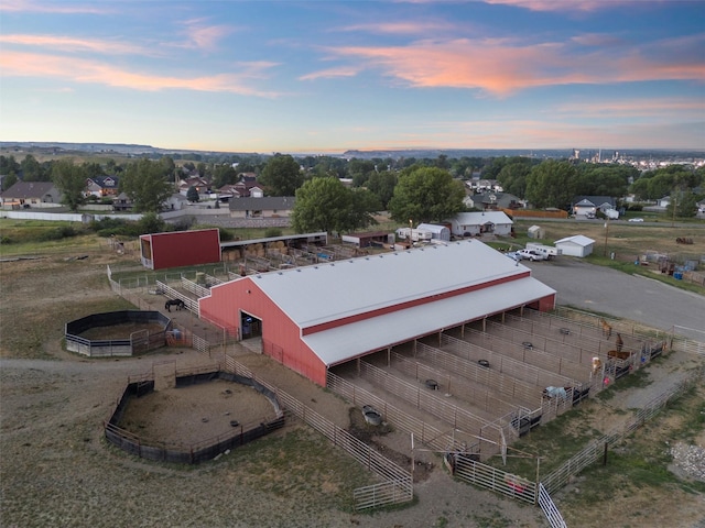 view of aerial view at dusk