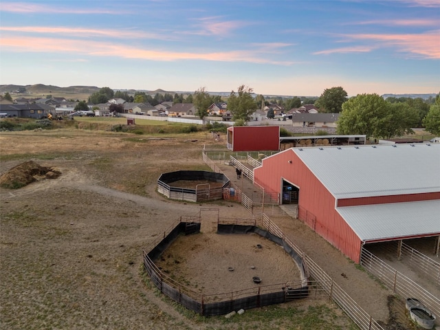 view of aerial view at dusk