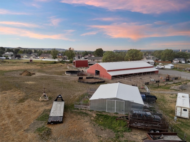 view of aerial view at dusk