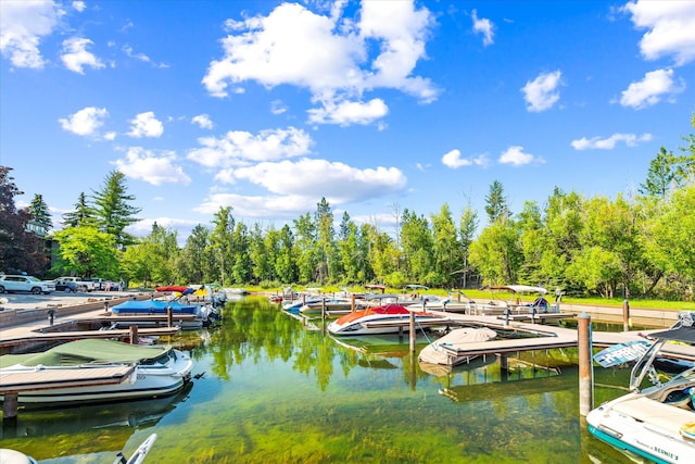 view of dock featuring a water view