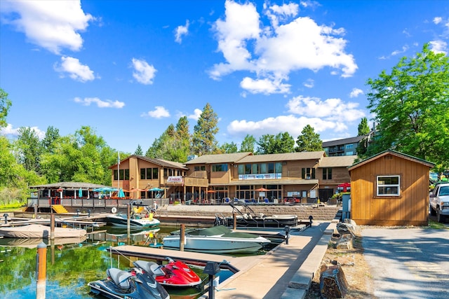 dock area featuring a water view