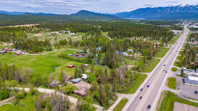 birds eye view of property featuring a mountain view