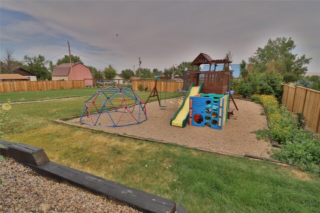 view of play area featuring a yard