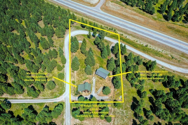 87 Badger Trl, Eureka, MT 59917 - view of property location with property boundaries highlighted