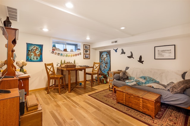 living room featuring light wood-type flooring