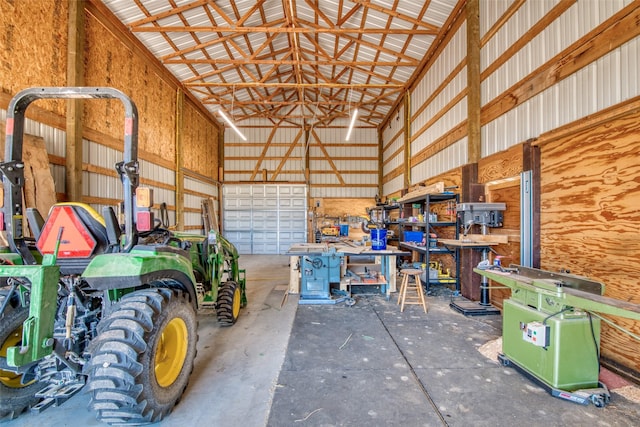 garage featuring metal wall