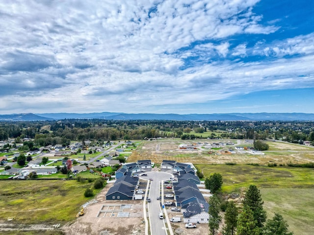 bird's eye view with a mountain view