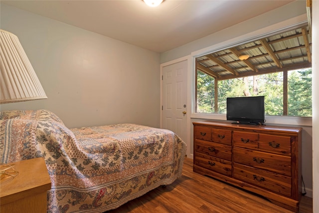 bedroom with hardwood / wood-style floors