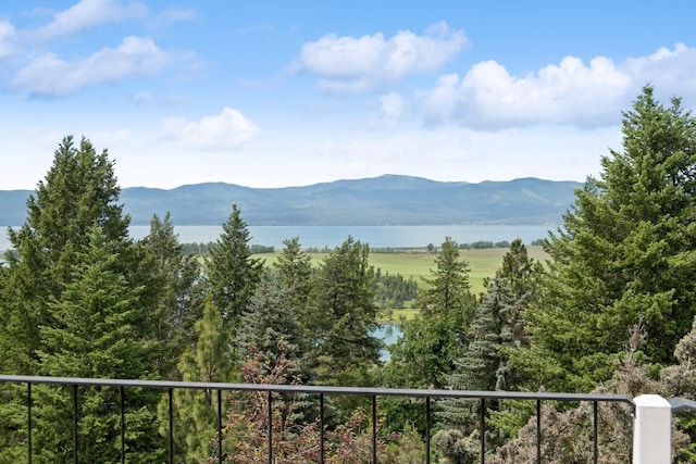 view of mountain feature featuring a water view