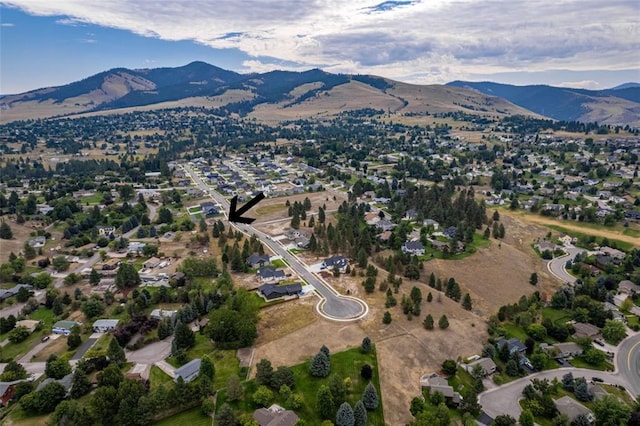 bird's eye view featuring a mountain view