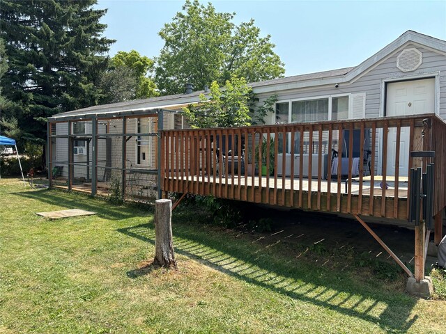 view of yard with a deck