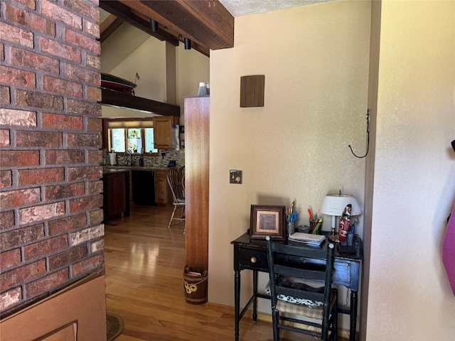 2378 Lake Creek Rd, Troy, MT 59935 - hallway with wood finished floors and a sink