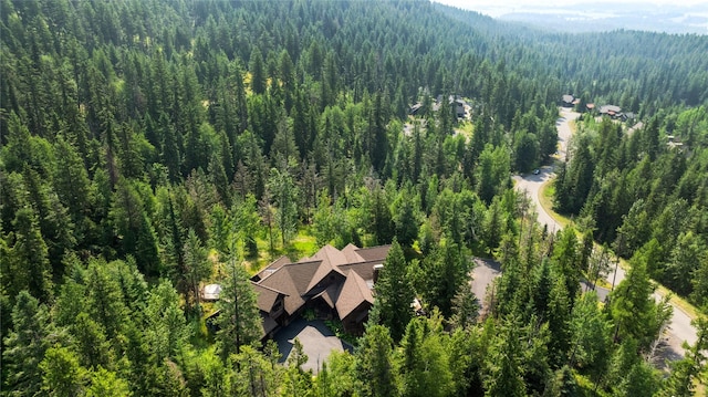 bird's eye view featuring a view of trees