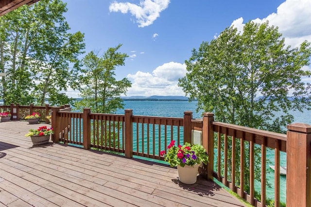 deck with a water view