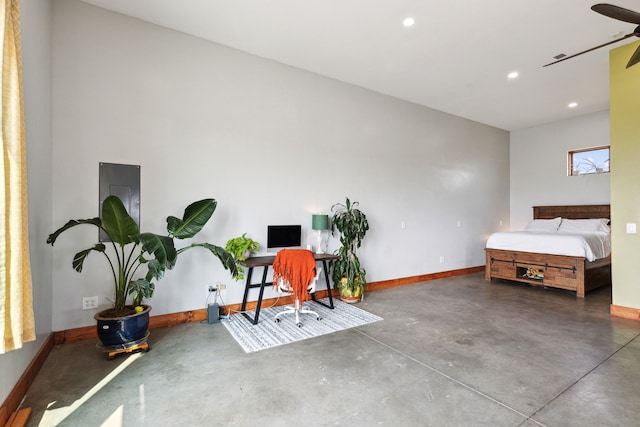 bedroom with concrete flooring