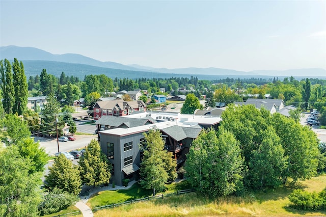 aerial view with a mountain view