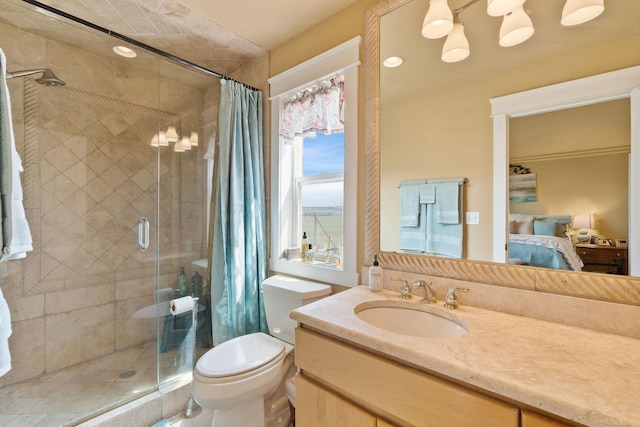 881 Lone Coyote Trl, Kalispell, MT 59901 - full bath with toilet, a stall shower, vanity, and ensuite bathroom