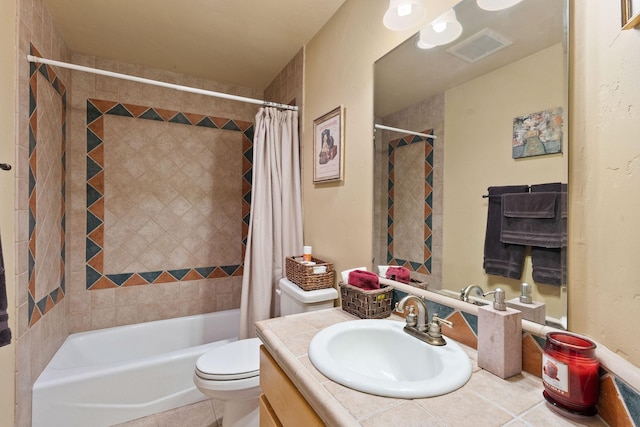 881 Lone Coyote Trl, Kalispell, MT 59901 - full bathroom featuring visible vents, toilet, vanity, and shower / bath combination with curtain