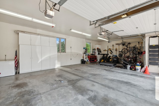 garage with a garage door opener