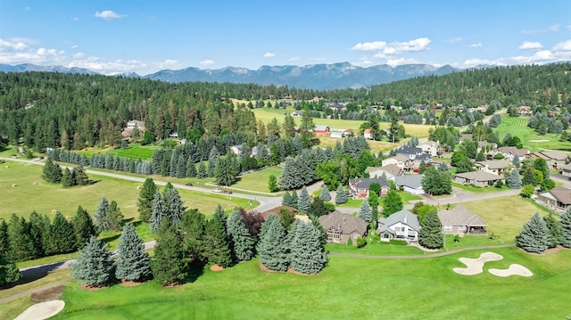 birds eye view of property featuring a mountain view