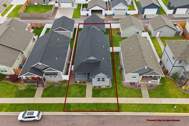 bird's eye view featuring a residential view