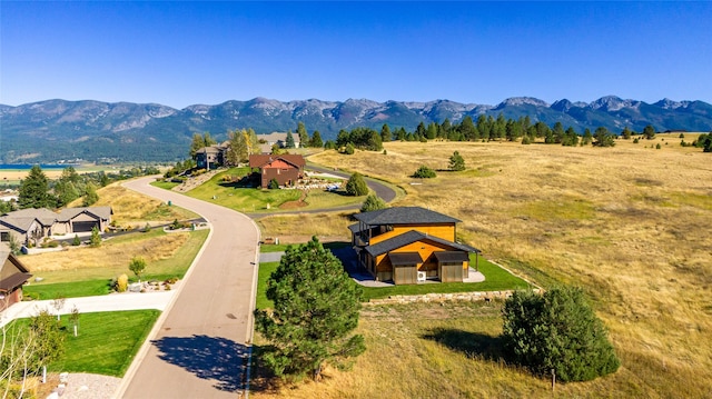 drone / aerial view with a mountain view