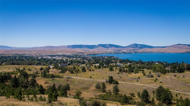 view of mountain feature featuring a water view