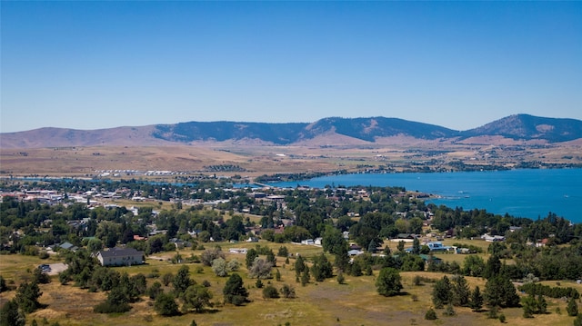 view of mountain feature featuring a water view