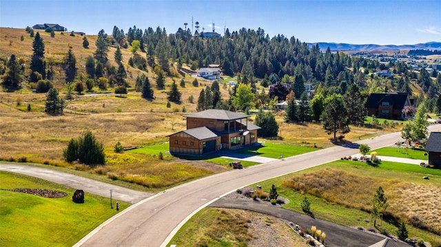 drone / aerial view with a mountain view