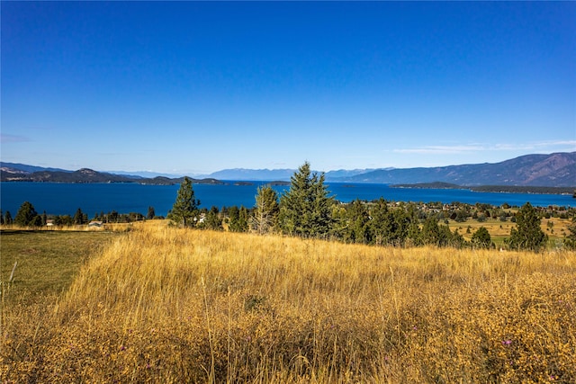 view of mountain feature with a water view