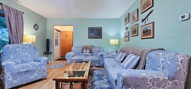 living room with hardwood / wood-style floors