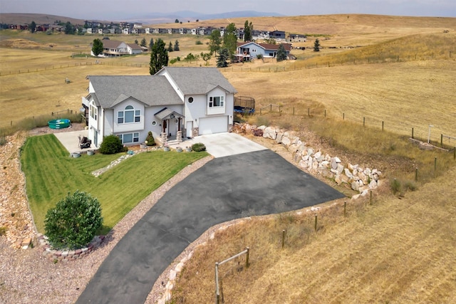 aerial view with a rural view