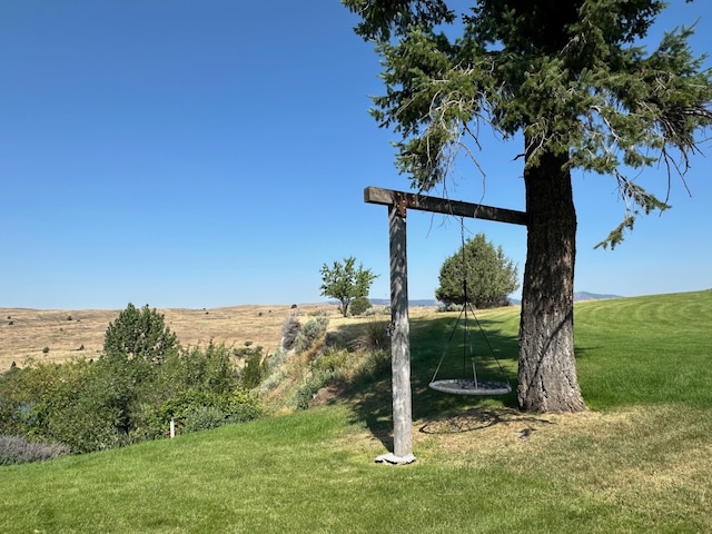 view of yard with a rural view