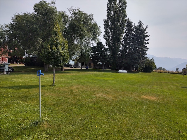 view of yard with a mountain view