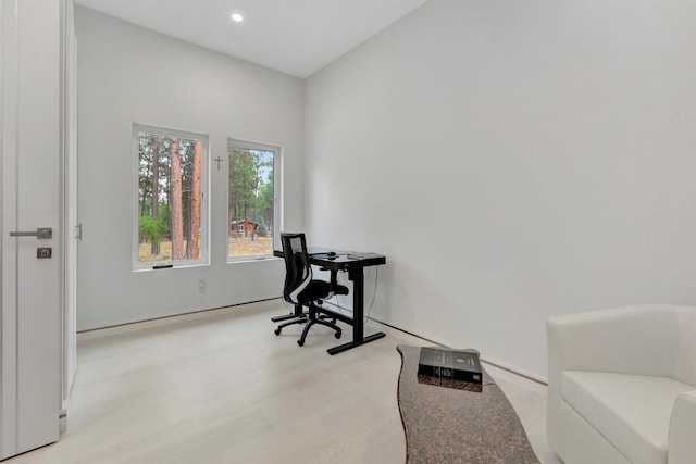 office featuring light hardwood / wood-style flooring