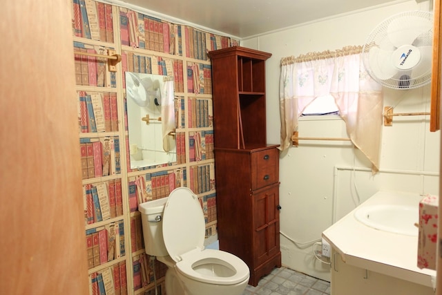 bathroom with toilet and vanity