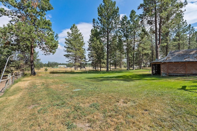 635 Lore Lake Rd, Kalispell, MT 59901 - view of yard with fence and an outdoor structure