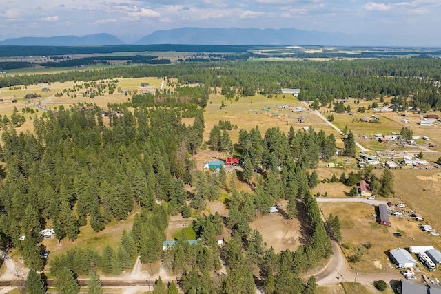 635 Lore Lake Rd, Kalispell, MT 59901 - drone / aerial view featuring a mountain view and a forest view