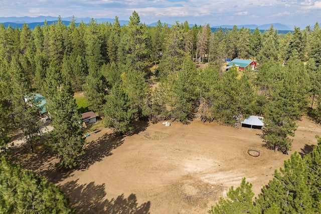 635 Lore Lake Rd, Kalispell, MT 59901 - aerial view with a mountain view and a view of trees