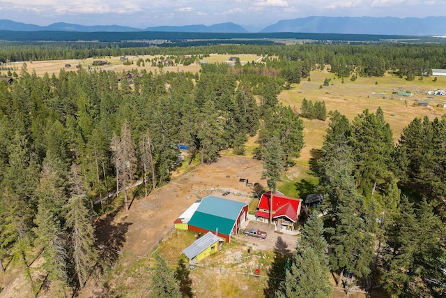635 Lore Lake Rd, Kalispell, MT 59901 - aerial view featuring a mountain view and a view of trees
