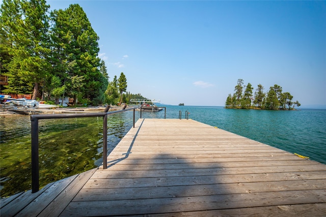 view of dock featuring a water view