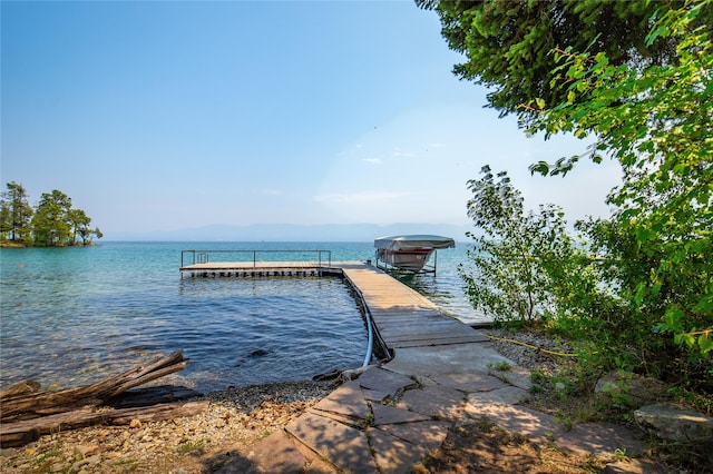 view of dock featuring a water view