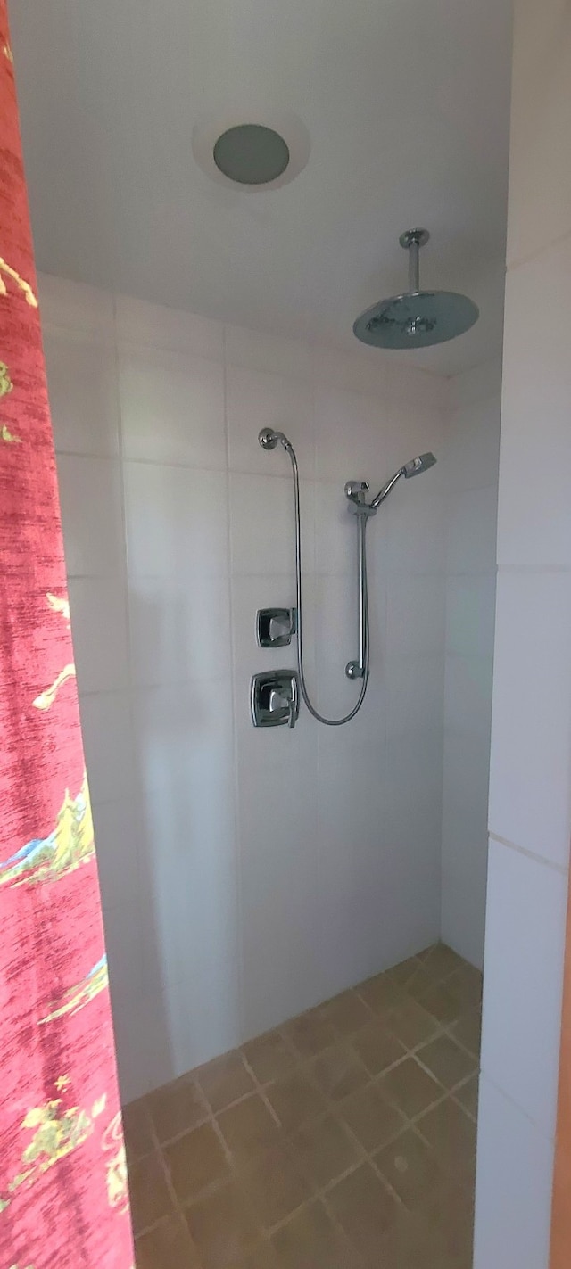 bathroom with tile patterned flooring