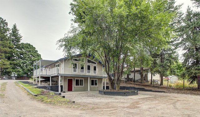 view of front of property with a deck