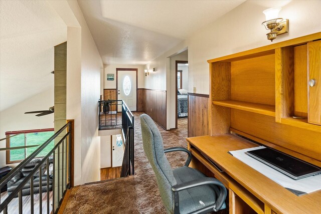 159 Sylvan Dr, Bigfork, MT 59911 - carpeted office with wainscoting and a ceiling fan