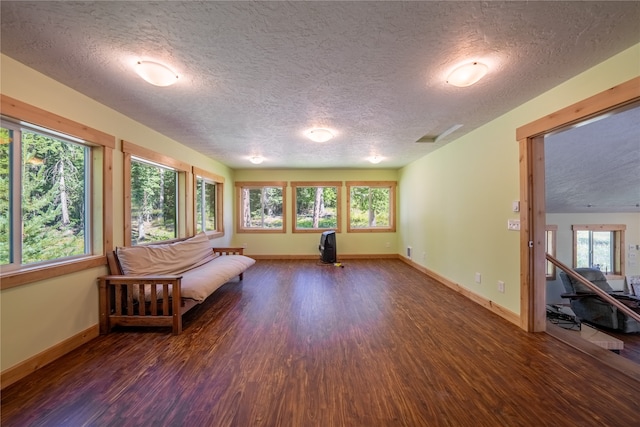 interior space featuring plenty of natural light and dark hardwood / wood-style flooring