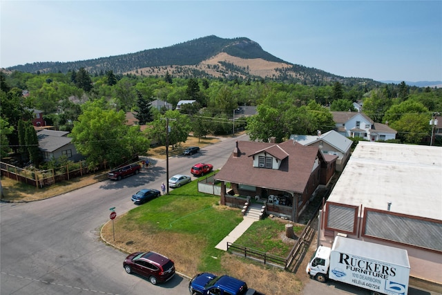 aerial view with a mountain view