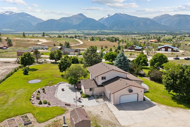 drone / aerial view with a mountain view